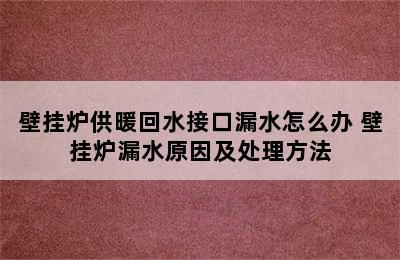 壁挂炉供暖回水接口漏水怎么办 壁挂炉漏水原因及处理方法